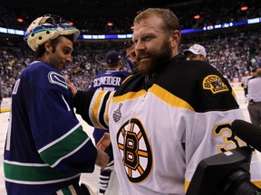 Back in the old days, when Roberto Luongo was thought to be done with Vancouver, many believed he would end up in his home, Florida. Oh, no, not the case. Instead, his old buddy Tim Thomas ended up in Florida. Which will make for convenient off-season South Beach evenings together for the buddies.