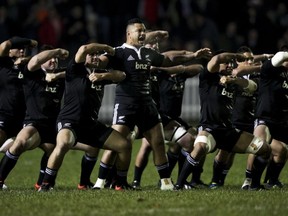 OXFORD, ENGLAND - NOVEMBER 23: The Maori perform a traditional haka prior to a tour match between Canada and Maori All Blacks at Oxford University Rugby Club on November 23, 2012 in Oxford, England. (Photo by Ben Hoskins/Getty Images)