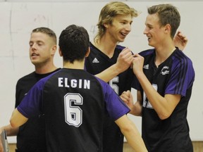 Elgin Park's Aaron Boettcher (centre) is bound for a career with the two-time CIS champion Trinity Western Spartans next season. (Mark van Manen, PNG photo)