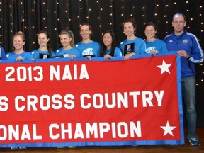 The UBC Thunderbirds women's cross-country team repeated as NAIA national champions on Saturday in Lawrence, Kansas. (Christine Metz Howard, Lawrence Convention and Visitors Bureau)