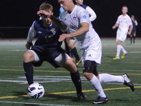 Simon Fraser's Jovan Blagojevic scored the winning goal as the Clan beat SPU to win its fourth straight GNAC title. (Ron Hole, SFU athletics)