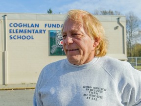 Arthur Bourke spoke outside Coghlan Fundamental Kindergarten in Aldergrove to discuss the new ban on touching games such as tag. He said it is to keep kids safe. (Ward Perrin/PNG)