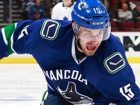 Brad Richardson has five goals — including two shorthanded efforts — and the versatile Vancouver Canucks forward faces his former team Saturday in Los Angeles. (Getty Images via National Hockey League).