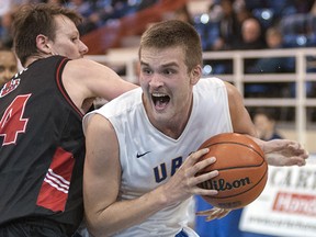 UBC's David Wagner (right) scored a career-high 29 points on Friday in a 95-93 win over Winnipeg at War Gym. (Wilson Wong, UBC athletics)