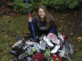 Langley Fundamental's Hannah Beaton collects shoes for the needy. (PNG photo)