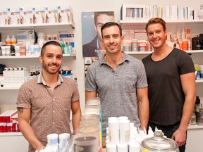 MASC'd trio (l to r) Co-founders Patrick Levesque, Jamie Beuthin and team member Simon Cole are your friendly neighbourhood skincare educators.