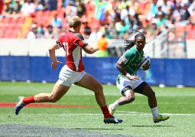 Branco du Preez and his South Africa mates had their way with Canada in Las Vegas, as they did at the South Africa Sevens in December, where this photo was taken. (Photo by Richard Huggard/Gallo Images/Getty Images)