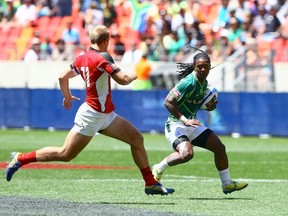 Branco du Preez and his South Africa mates had their way with Canada in Las Vegas, as they did at the South Africa Sevens in December, where this photo was taken. (Photo by Richard Huggard/Gallo Images/Getty Images)