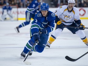 The Canucks have lost defence man Kevin Bieksa for an indefinite period.(Photo by Marissa Baecker/Getty Images)