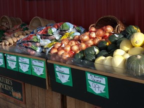 Produce bins at Abbotsford's Nature's Pickin's market.