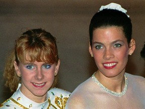 Figure skaters Tonya Harding and Nancy Kerrigan in a 1992 file shot.