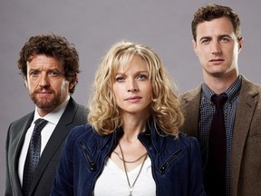 Louis Ferreira, Kristin Lehman and Brendan Penny (left to right) are the stars of the B.C&ampgt;-filmed CTV mystery series Motive, which is nominated for best dramatic series at the Canadian Screen Awards. (submitted photo)