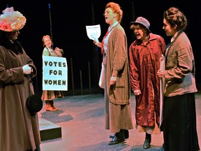 The suffragettes take their struggle to the streets in Joan Bryans' Rebel Women. Photo by Nancy Caldwell.