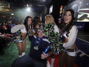 A big game day party in Vancouver in 2013 featured lots of colourful crowds. Here's Myles Wilkinson and the "Seagals." (Mark van Manen/PNG Staff)