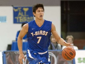 UBC's Tommy Nixon hit 10 treys and averaged 26ppg as the 'Birds swept visiting UNBC at War. (Wilson Wong, UBC athletics)