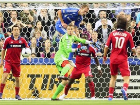 Goalkeeper Paolo Tornaghi in action for the Chicago Fire last season against Montreal. The Whitecaps have signed Tornaghi to push No. 1 David Ousted.
(Photo by Richard Wolowicz/Getty Images)