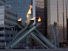 The Olympic cauldron burns during the 2010 Games in Vancouver.