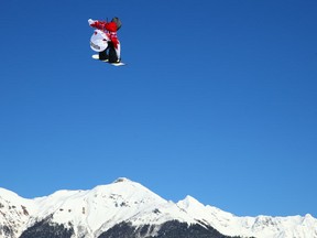 Canada's Spencer O'Brien in the slopestyle competition at the 2014 Olympics in Sochi. Getty Images photo.