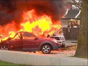 Several vehicles were engulfed in flames and at least two people were reported dead in the wreckage of a news helicopter that crashed in Seattle early Tuesday, March 18.