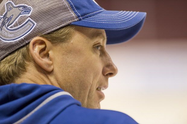 VANCOUVER, BC - JANUARY 20, 2014, - Vancouver Canucks assistant coach Glen Gulutzan during practice at Rogers Arena in Vancouver, BC, January 20, 2014.   (Arlen Redekop / PNG staff photo)  (story by Ben Kuzma)