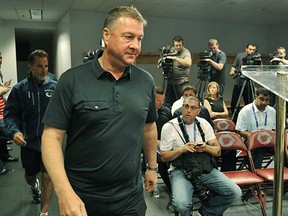 Mike Gillis at Canucks training camp earlier this season.