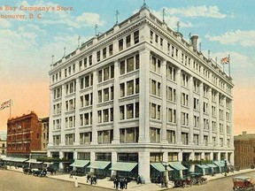 Postcard of the Hudson's Bay Company Store in Vancouver, postmarked 1918.