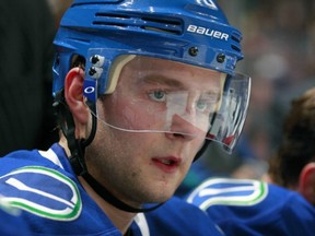 Rookie winger Nicklas Jensen gets a shot on the Canucks' top line on Monday night against the New York Islanders. (Jeff Vinnick/Getty Images)