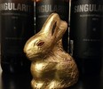 Driftwood Singularity craft beer vertical with the Easter bunny
