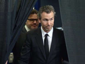 Trevor Linden is announced as the Vancouver Canucks' new president of hockey operations. With him is team owner Francesco Aquilini. CP photo.