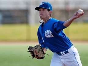 UBC southpaw Sean Callegari pitched a complete game Saturday in Salem, Ore., to help the Birds earn a weekend split at Corban College. (Richard Lam, UBC athletics)