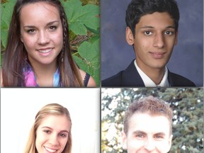 The Province's 2014 Adversity Award finalists are, clockwise from top left, Shacarra Orr, Jordan Sidoo, Sean  Paulsen and Amanda Zacharuk.