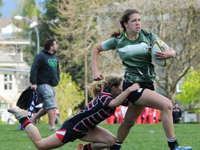GP Vanier fullback Madi Gold leads her Towhees into battle as the BC tourney as the Triple A No. 1 seed. (Photo --  Mark Bergshoeff for BC Rugby