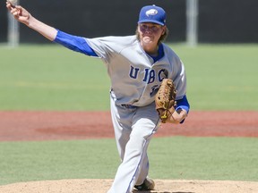 UBC freshman Curtis Taylor stepped up into a starter's role Wednesday at the NAIA Super Regional final at Santa Clarita Calif. (Wilson Wong, UBC athletics)