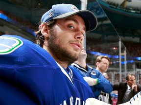 Eddie Lack might be doing more of this next season if the Canucks make a free-agent play for Ryan Miller to share the goaltending load. (Getty Images, via National Hockey League).