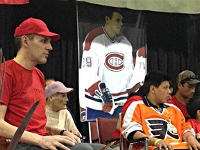 Gino Odjick at a July 19 ceremony in Maniwaki, QC. The arena he played in as a boy has been renamed in his honour. (Radio-Canada)