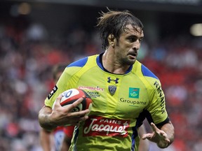 A file picture taken on October 5, 2013 at the Allianz Riviera stadium in Nice, southern France shows Clermont's lock Julien Pierre during the French Top 14 rugby union match Toulon vs Clermont-Ferrand.  A dozen armed men attacked French rugby union internationals Aurelien Rougerie, Julien Pierre and Benjamin Kayser with machetes as they walked back to their hotel at night, their club said July 20, 2014. JEAN-CHRISTOPHE MAGNENET/AFP/Getty Images