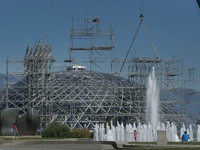 Scaffolding was removed from atop the Bloedel Conservatory in Vancouver on July 31, 2014, after a $2.4-million renovation to the roof. (Arlen Redekop, PNG)