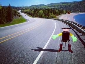 Instagram Photo of Hitchbot, a Canadian robot hitchhiking from coast to coast.