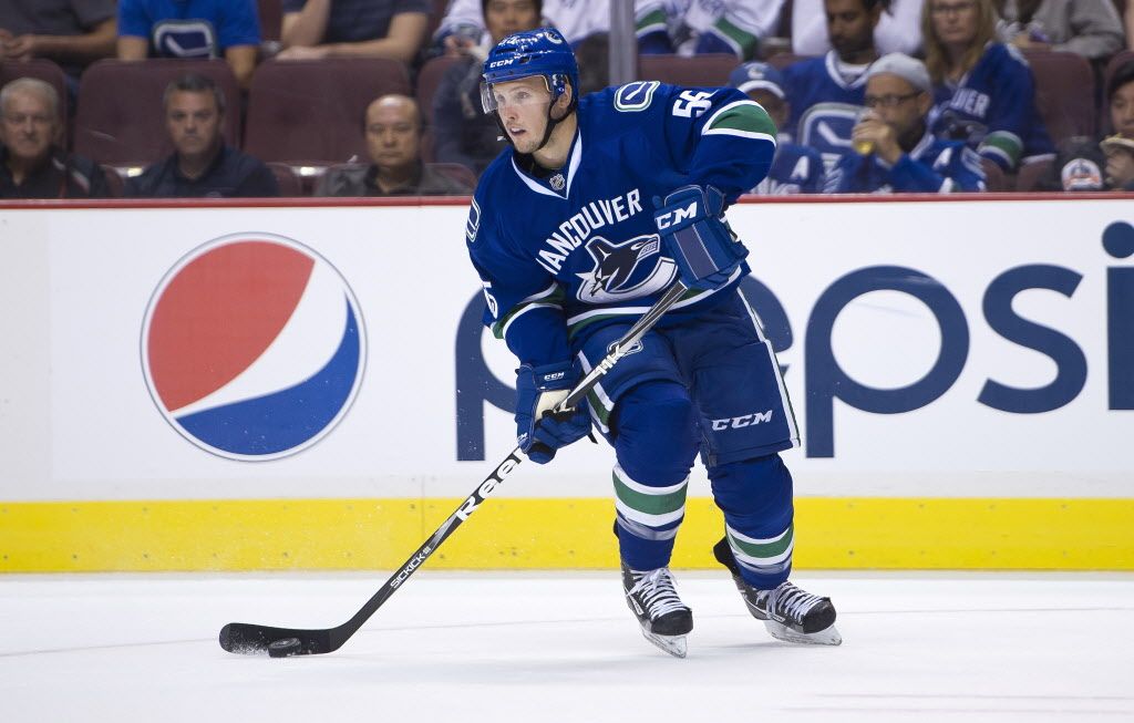 VANCOUVER, BC:SEPTEMBER 16, 2013 -Vancouver Canucks Alex Biega during NHL Pre-Season action against the San Jose Sharks at Rogers Arena in Vancouver, BC, September, 16, 2013. (Richard Lam/PNG) (For ) [PNG Merlin Archive]