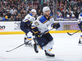 LOS ANGELES, CA - OCTOBER 16: Alex Pietrangelo #27 of the St. Louis Blues skates during a game against the Los Angeles Kings  at STAPLES Center on October 16, 2014 in Los Angeles, California. (Photo by Juan Ocampo/NHLI via Getty Images)