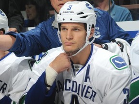Canucks defenceman Kevin Bieksa will travel with the team on their upcoming four game road trip. (Photo by Andy Devlin/NHLI via Getty Images)