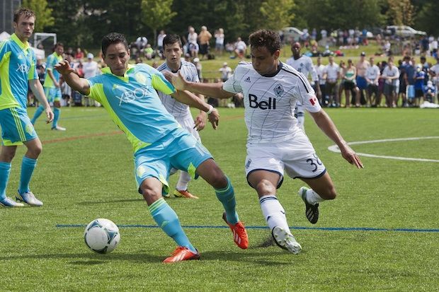 Kianze Froese in reserve league action against Seattle. (Photo by Bob Frid)