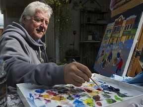 Former Vancouver Canucks goalie Richard Brodeur, the third-highest-ranked goalie in our 101 Greatest Canucks project, works on a children's painting at his home in North Vancouver.