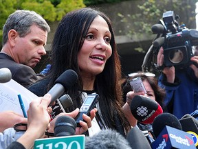 Eileen Mohan, mother of murder victim Chris Mohan talks to media following the conviction of Cody Haevischer and Matthew Johnston for six counts of first-degree murder and the conspiracy to commit murder. [Nick Procaylo/PNG]