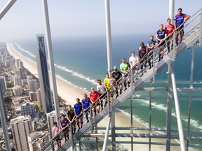 The captains for the 16 teams of the IRB World Series pose for a photo at the Skypoint Observation Deck in Gold Coast, Australia ahead of the Gold Coast Sevens rugby tournament in this recent handout photo. Canada's rugby sevens team faces more challenges this season than finding a replacement set of size 15 boots for Adam Zaruba, whose luggage did not join him upon touching down in Australia. The Canadian men arrived at the Gold Coast Sevens with the weight of expectations after a career-best sixth-place finish in last season's IRB World Series. They will likely surprise no one this season. THE CANADIAN PRESS/HO - IRB, Martin Seras Lima ORG XMIT: CPT110