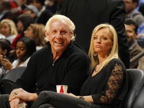 Ric Flair , shown here at an NBA game in Charlotte in 2010, would draw fans if the Vancouver Canadians opted to use him in their Superstar Series. (Getty Images.)
