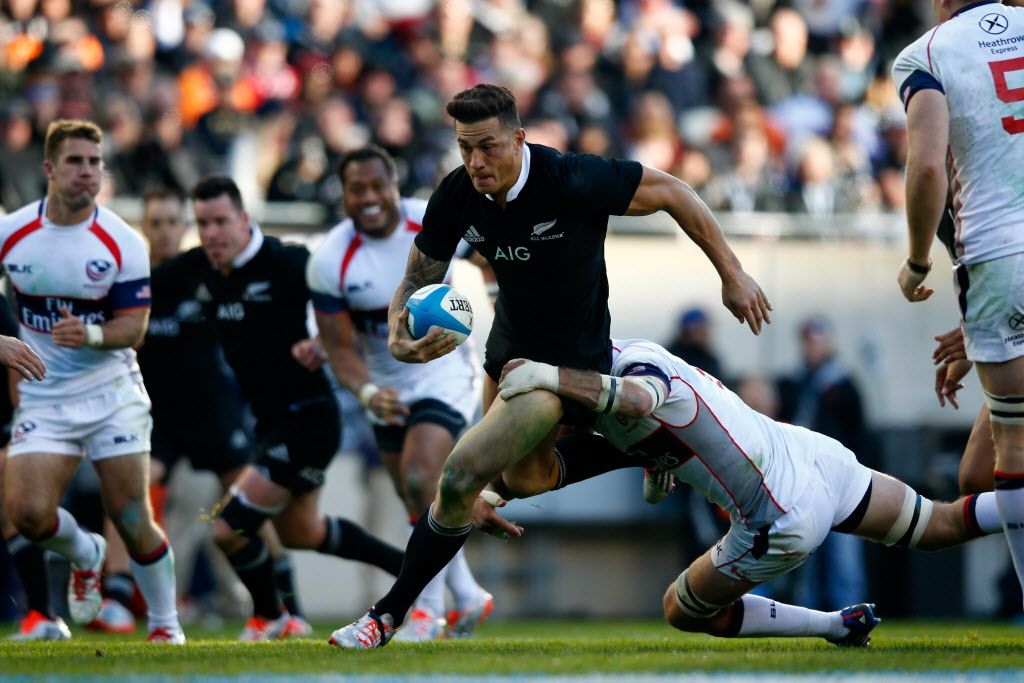 CHICAGO, IL - NOVEMBER 01:  Sonny Bill Williams of the All Blacks is tackled during the International Test Match between the United States of America and the New Zealand All Blacks at Soldier Field on November 1, 2014 in Chicago, Illinois.  (Photo by Phil Walter/Getty Images)