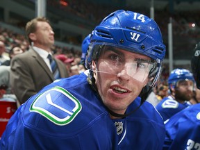 Alex Burrows is back with the Sedins, at least for now.  (Photo by Jeff Vinnick/NHLI via Getty Images)