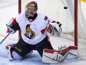 Pictured: puck in net behind Craig Anderson. Not pictured: Daniel Sedin scoring winner from difficult angle.
