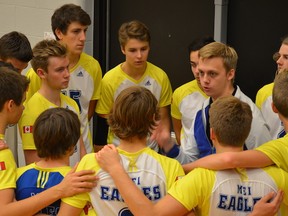 Jordan Geransky and the MEI Eagles senior boys volleyball team are No. 1
in BC Double A ranks. (Len Funk, MEI Athletics)